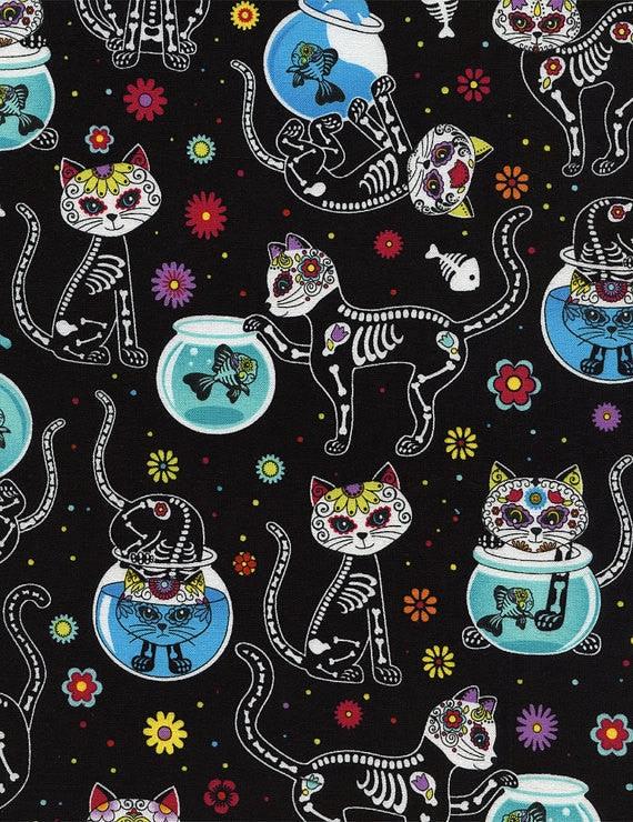 Day of the Dead Kitty Pleated Skirt #PS-C332 Chill Look Fresh Detail