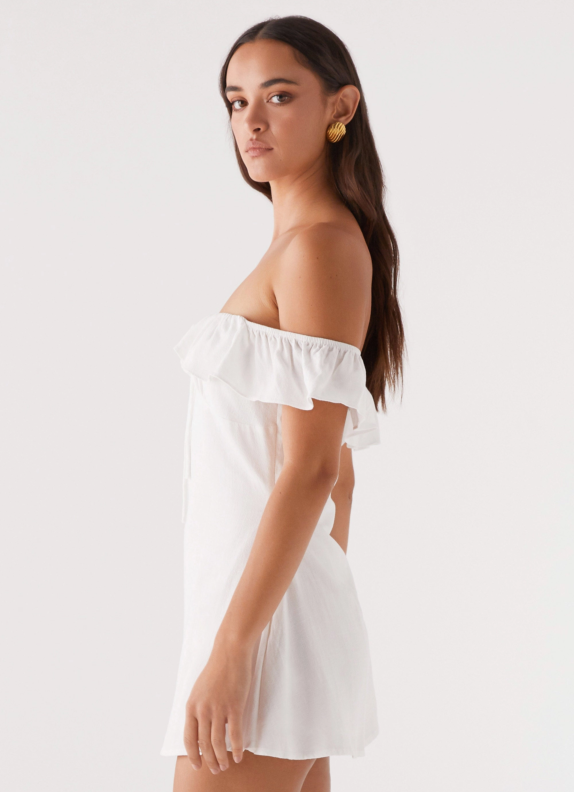 Texas Sun Linen Mini Dress - White Fashionable And Functional Work-Ready Look