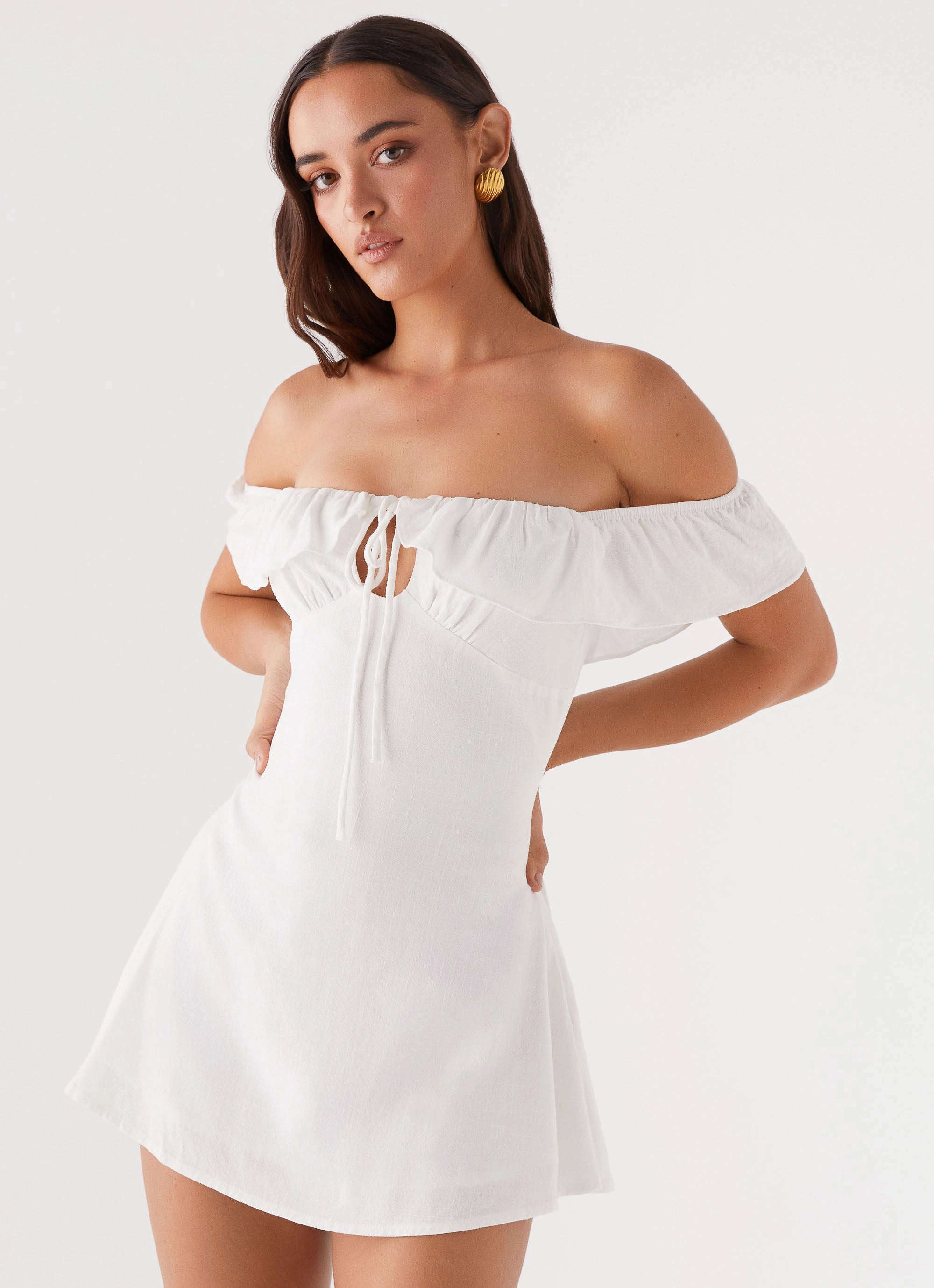 Texas Sun Linen Mini Dress - White Quick-Dry Picture Perfect