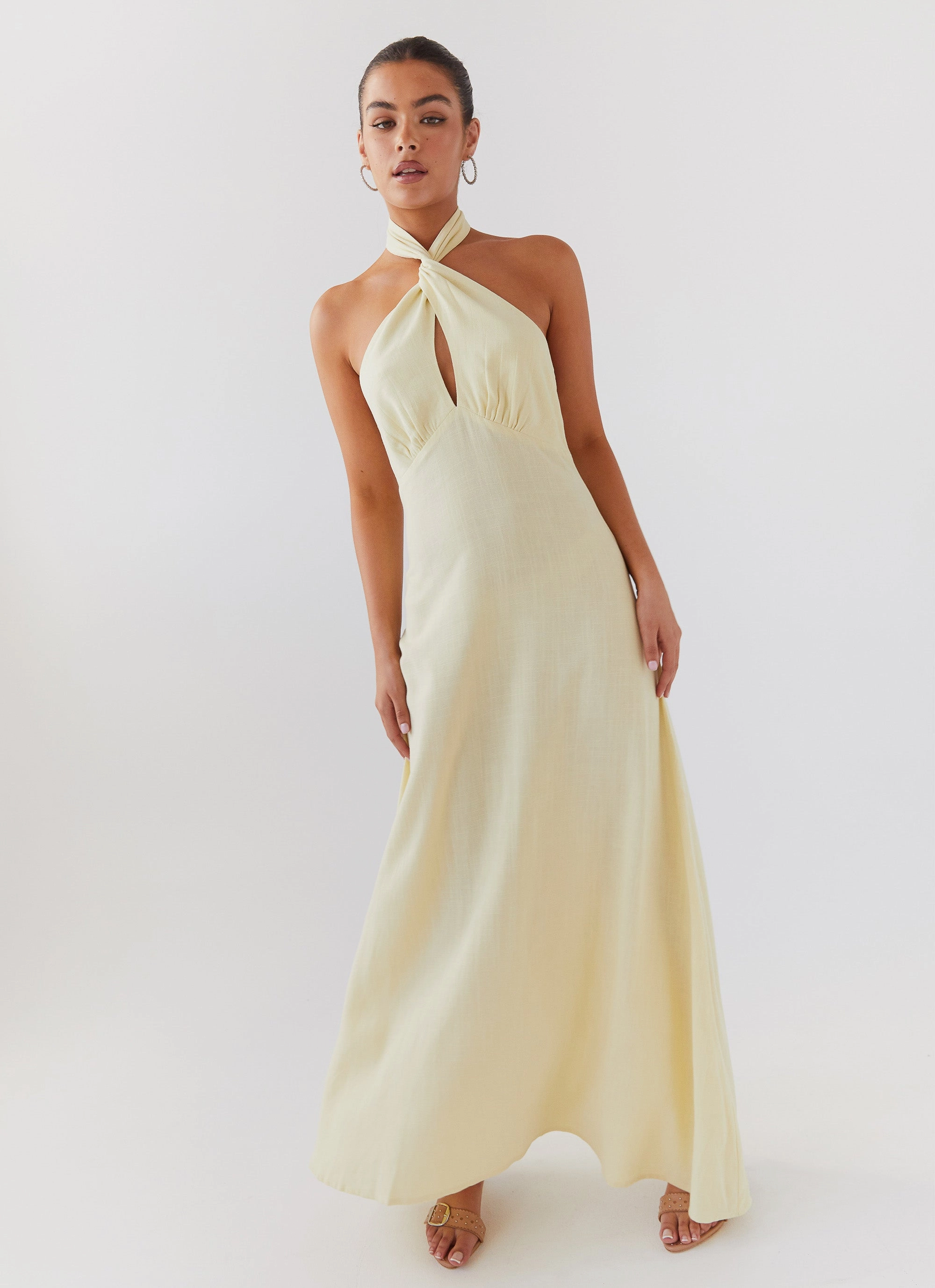 Adrienne Linen Maxi Dress - Lemon New Mood