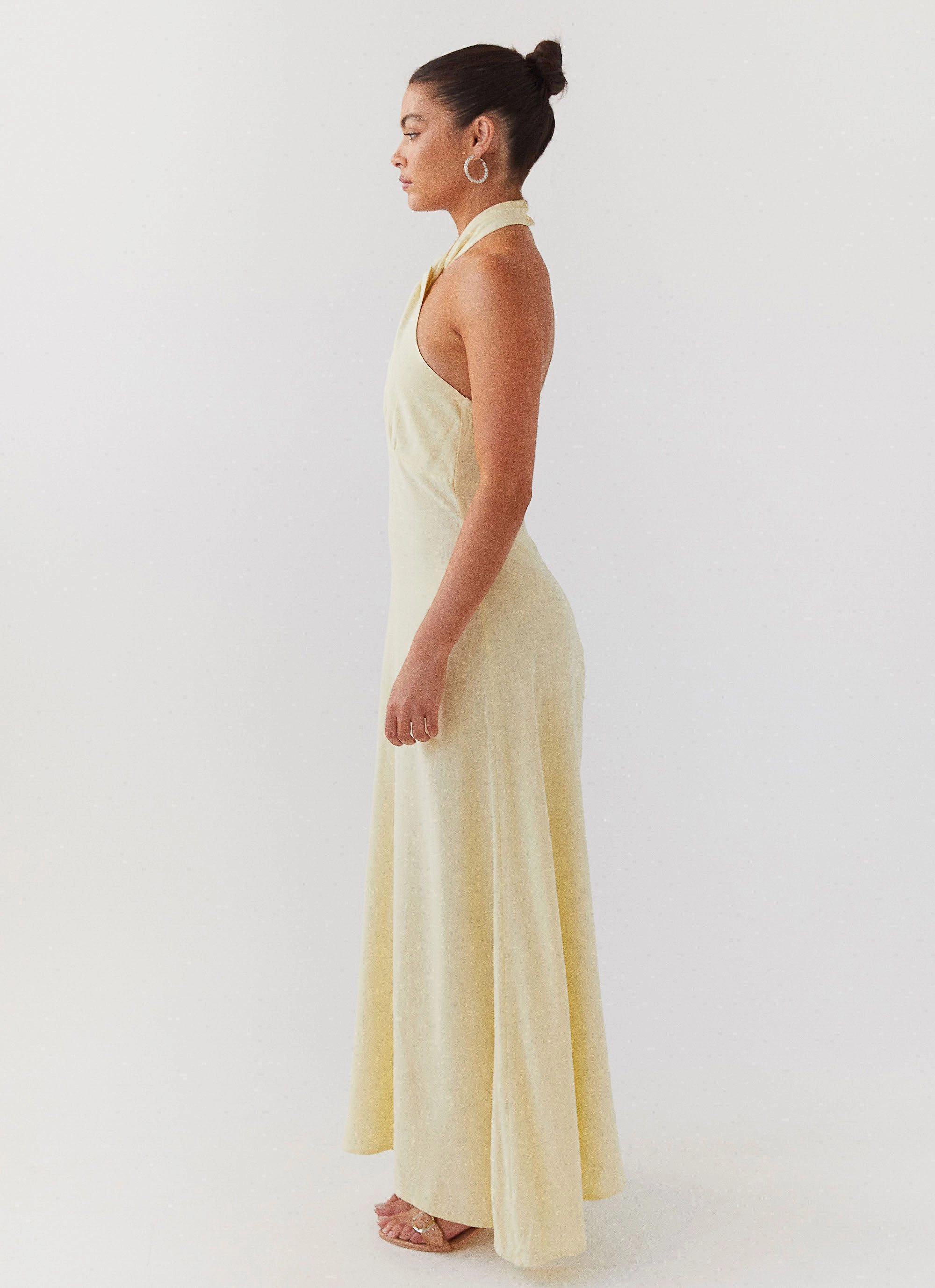 Vibrant Movement Bloom Zone Adrienne Linen Maxi Dress - Lemon