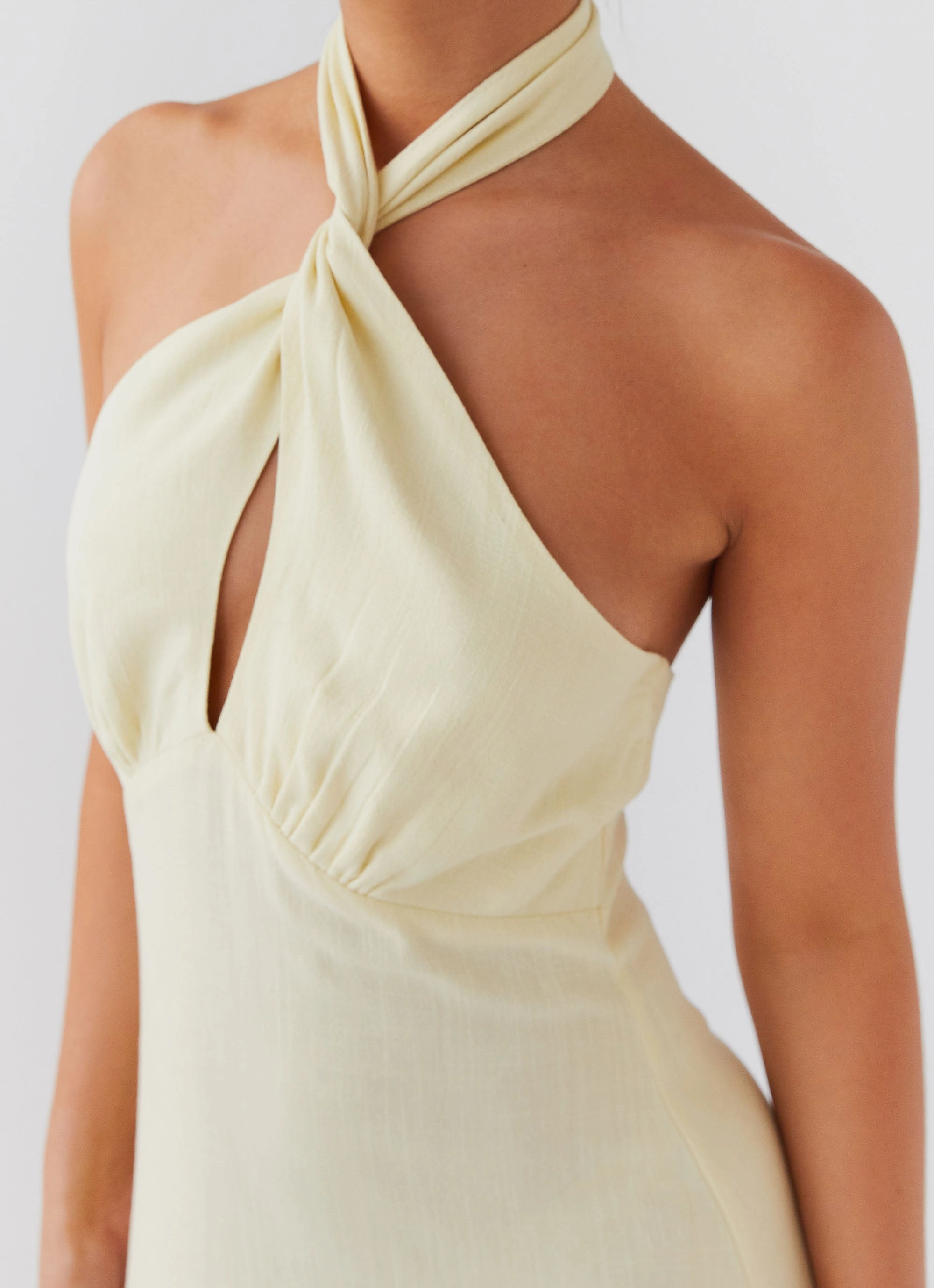 Timeless Fit Adrienne Linen Maxi Dress - Lemon