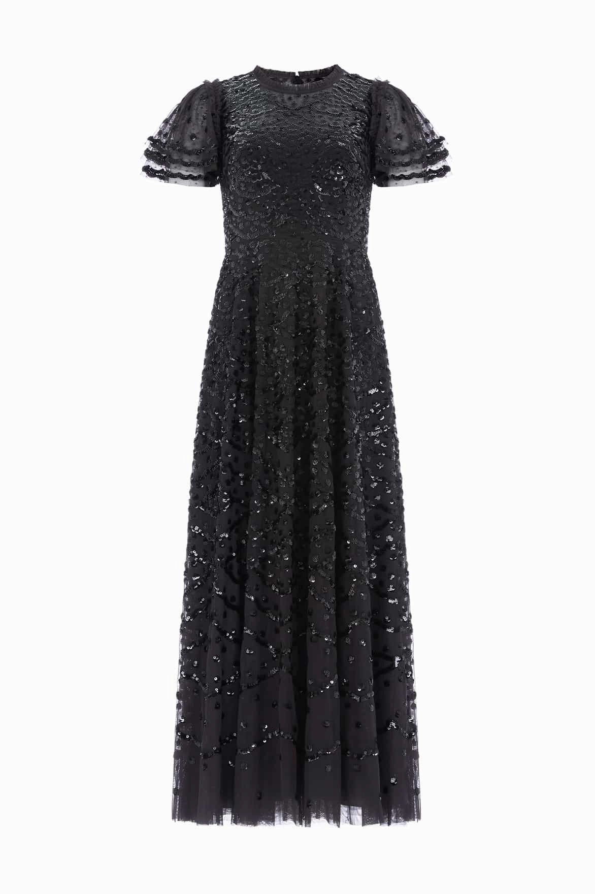 Stylish Waistband Design Deco Dot Ankle Gown