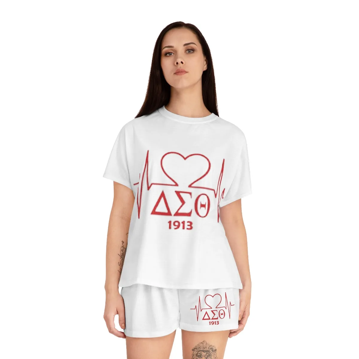 Delta Heartbeat Women's Short Pajama Set (AOP)