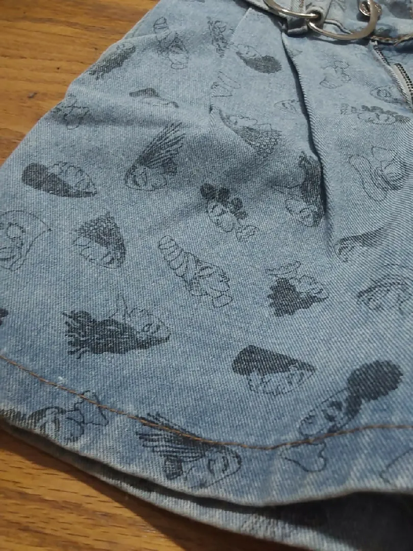 Denim Faded Print Shorts with Belt