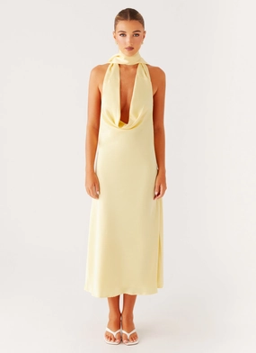Lounge Style Tear-resistant Sonny Midi Dress - Yellow
