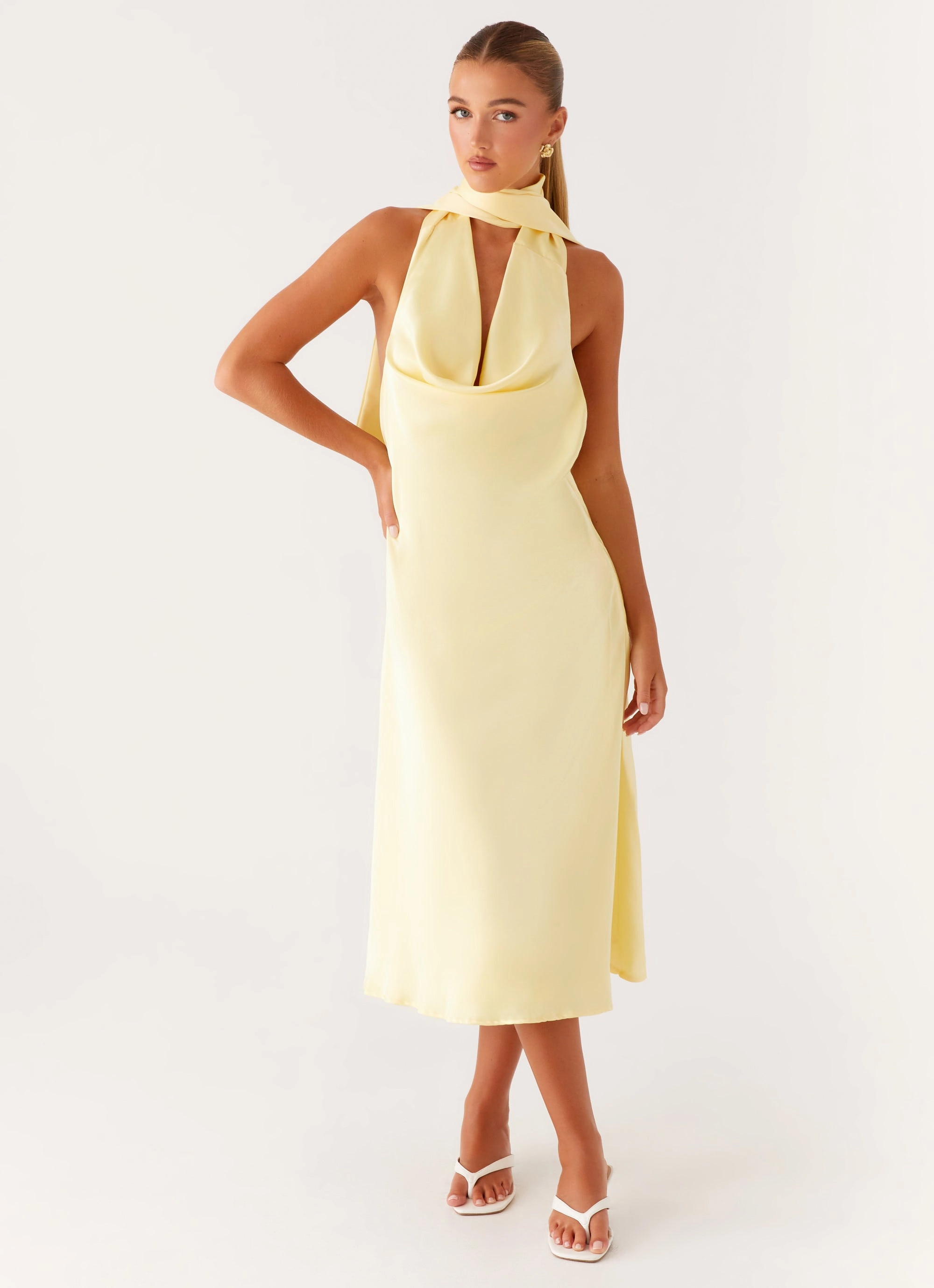 Sonny Midi Dress - Yellow Travel Essential Soft Detail