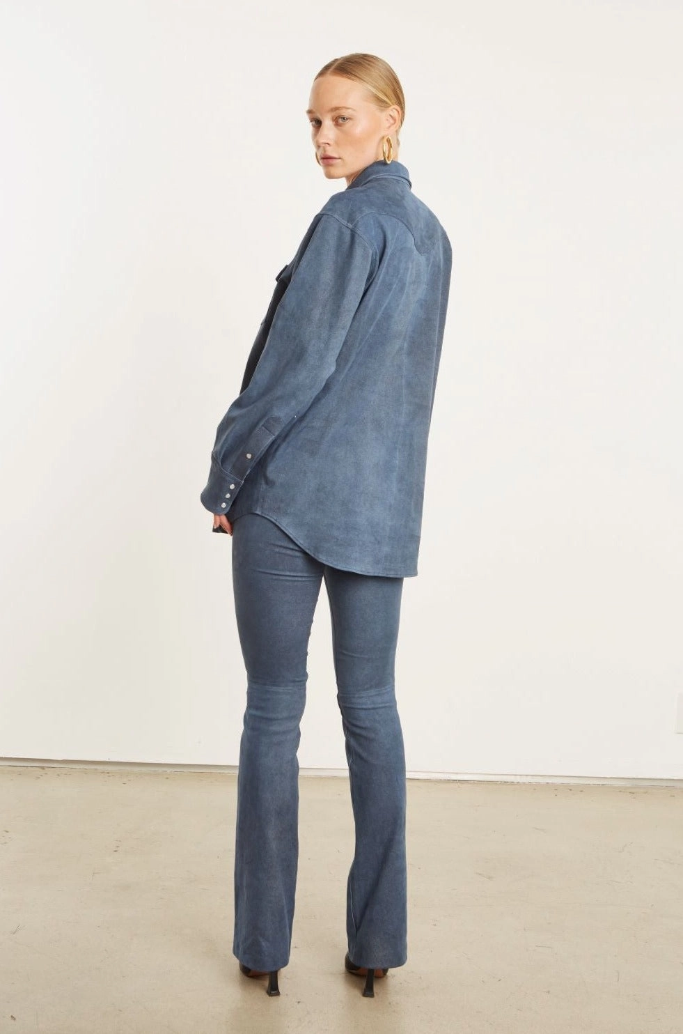 Denim Suede Western Button Down Earthy Tone Colorways
