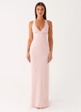 Desi Halterneck Maxi Dress - Pink everyday staple Formal Aura