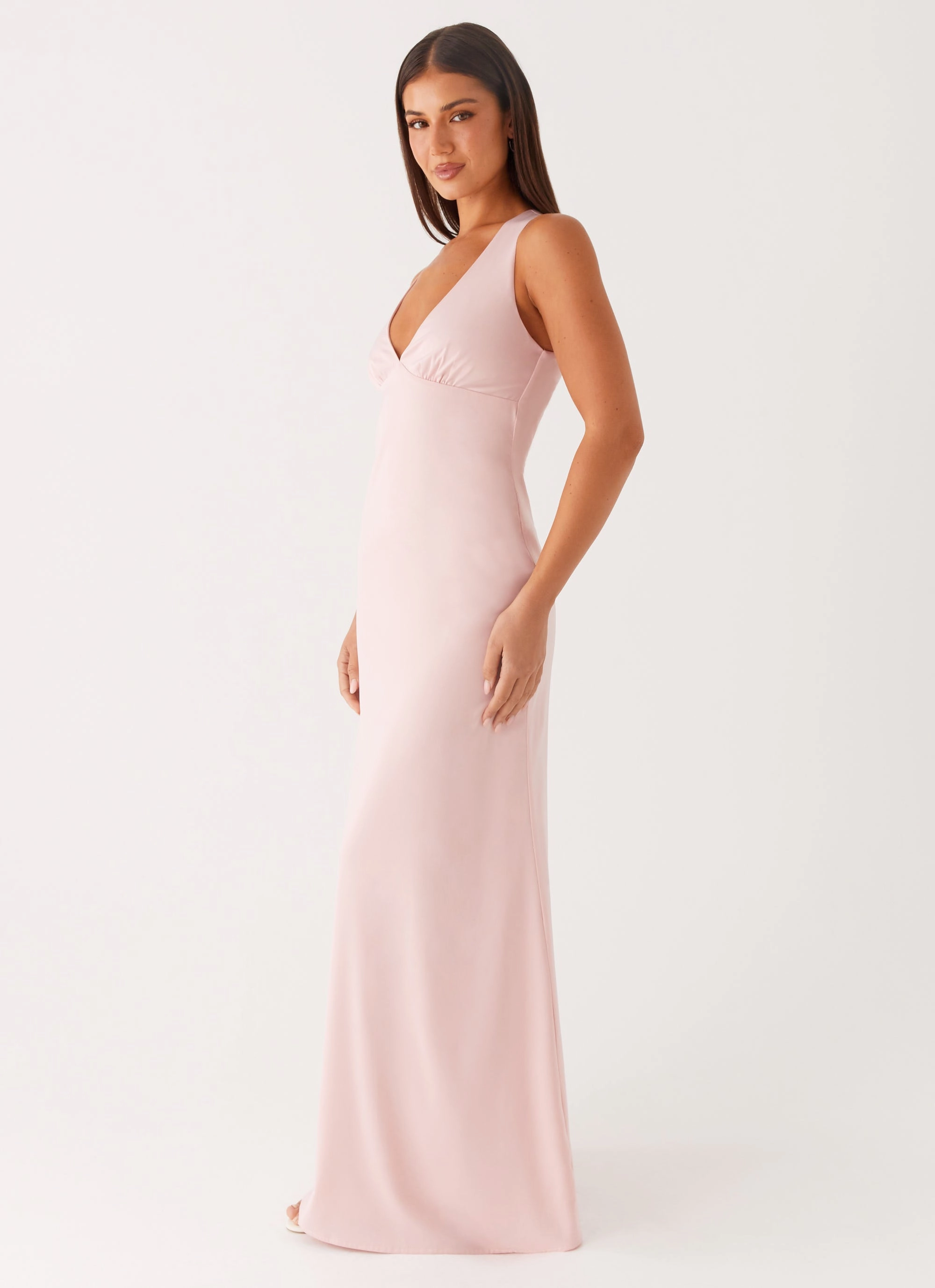 Desi Halterneck Maxi Dress - Pink Bright Feel Silk Flow