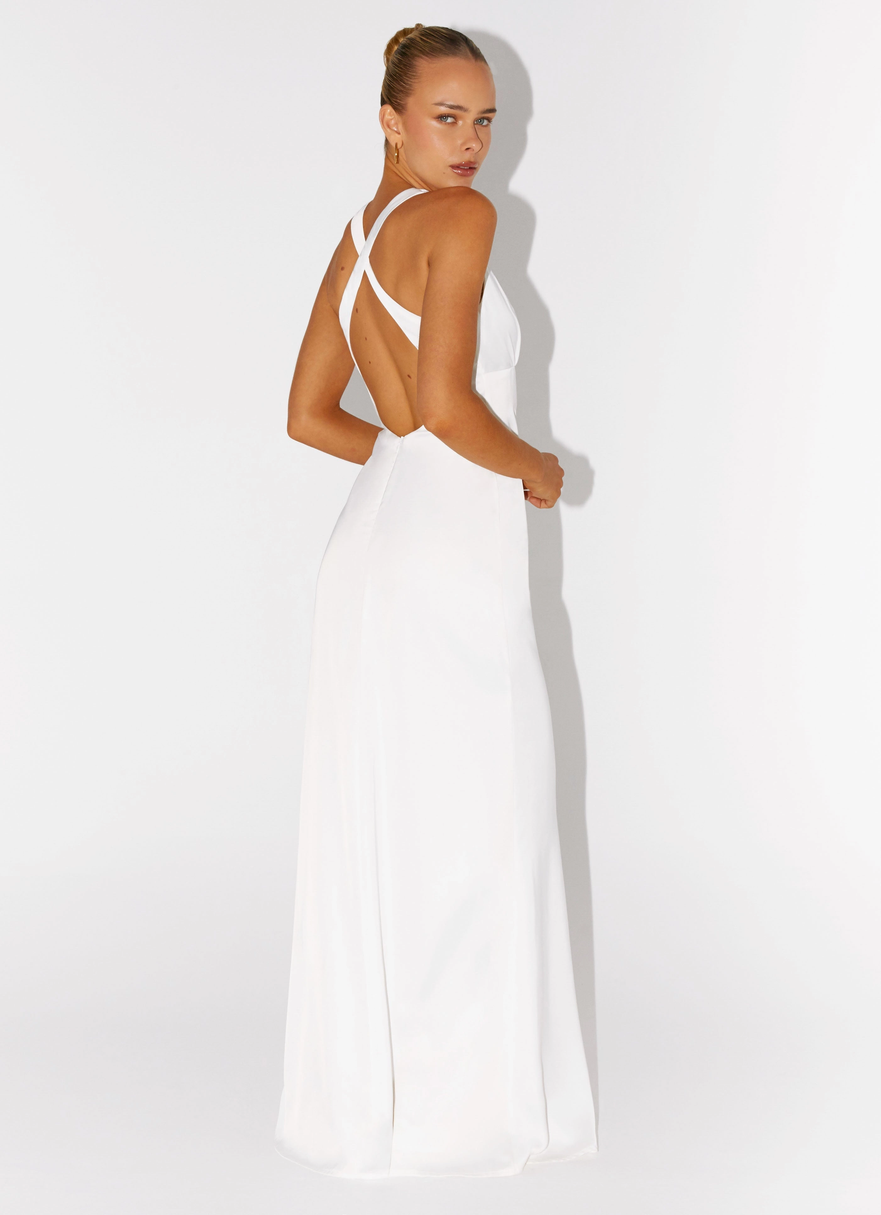 Luxe Touch Desi Halterneck Maxi Dress - White