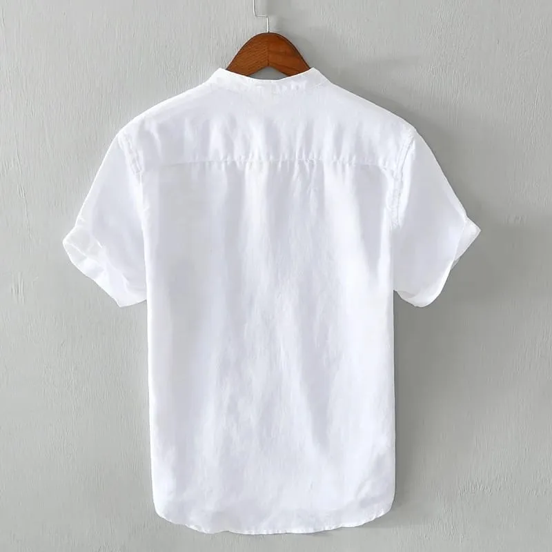 Designer new arrival short sleeve cotton and linen shirt men 3XL S5055881
