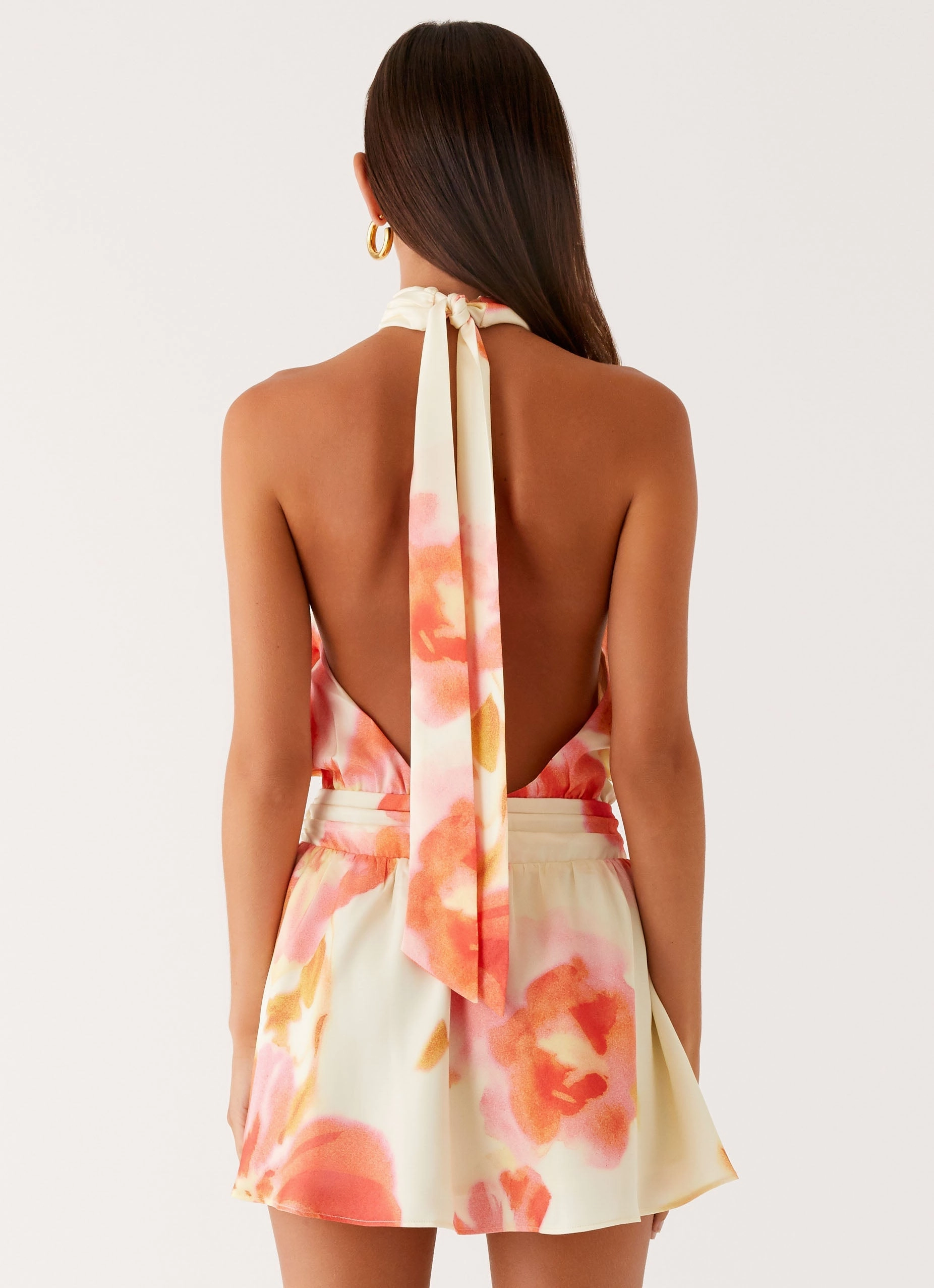 Diablo Backless Mini Dress - Mimosa Blossom Subtle Texture Comfy Fit
