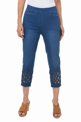 Freedom Fit RecycledMaterial Diamond Eyelet Denim Capri Pant