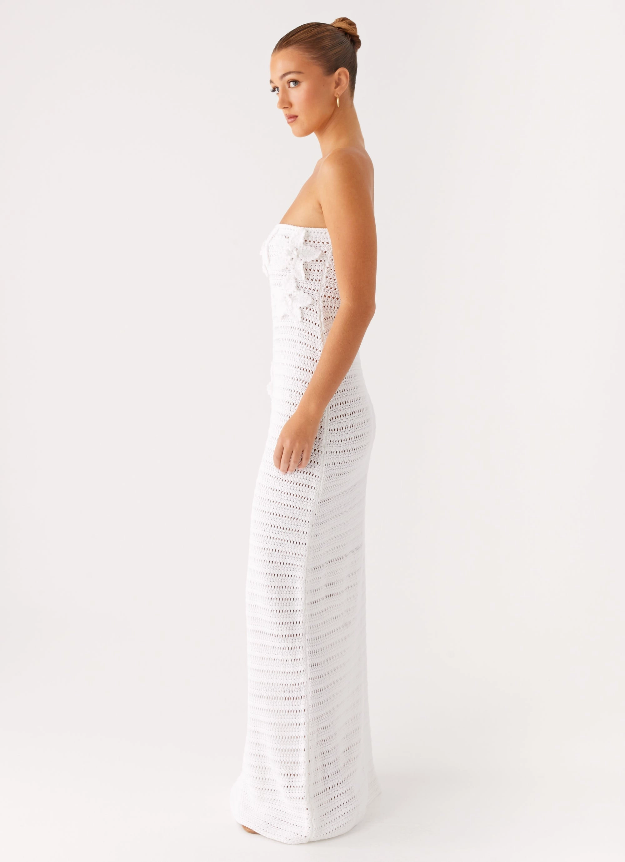 Diaz Crochet Maxi Dress - White Fall Piece Texture Play