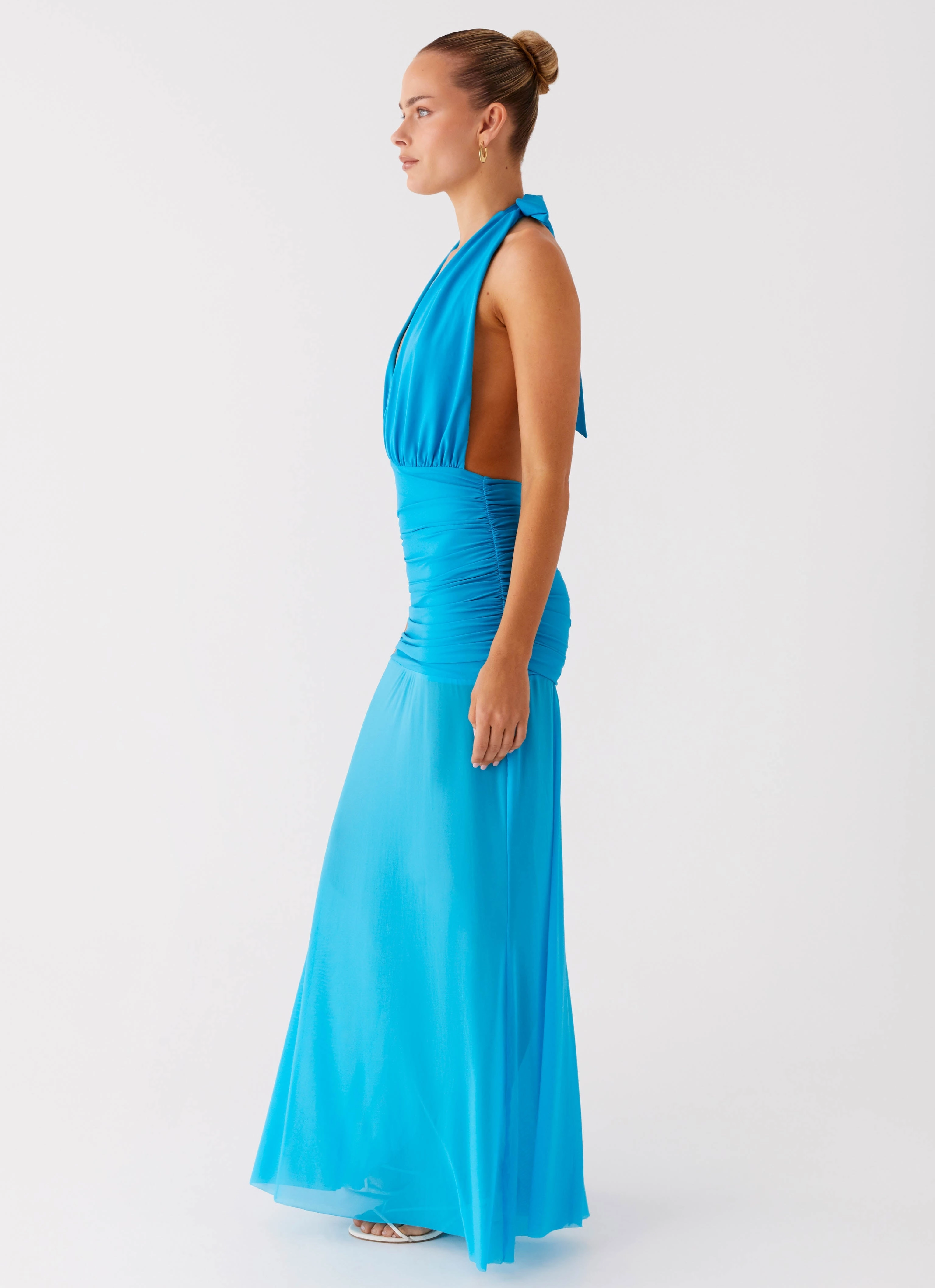 Dilemma Halter Maxi Dress - Turquoise Blue plus-size