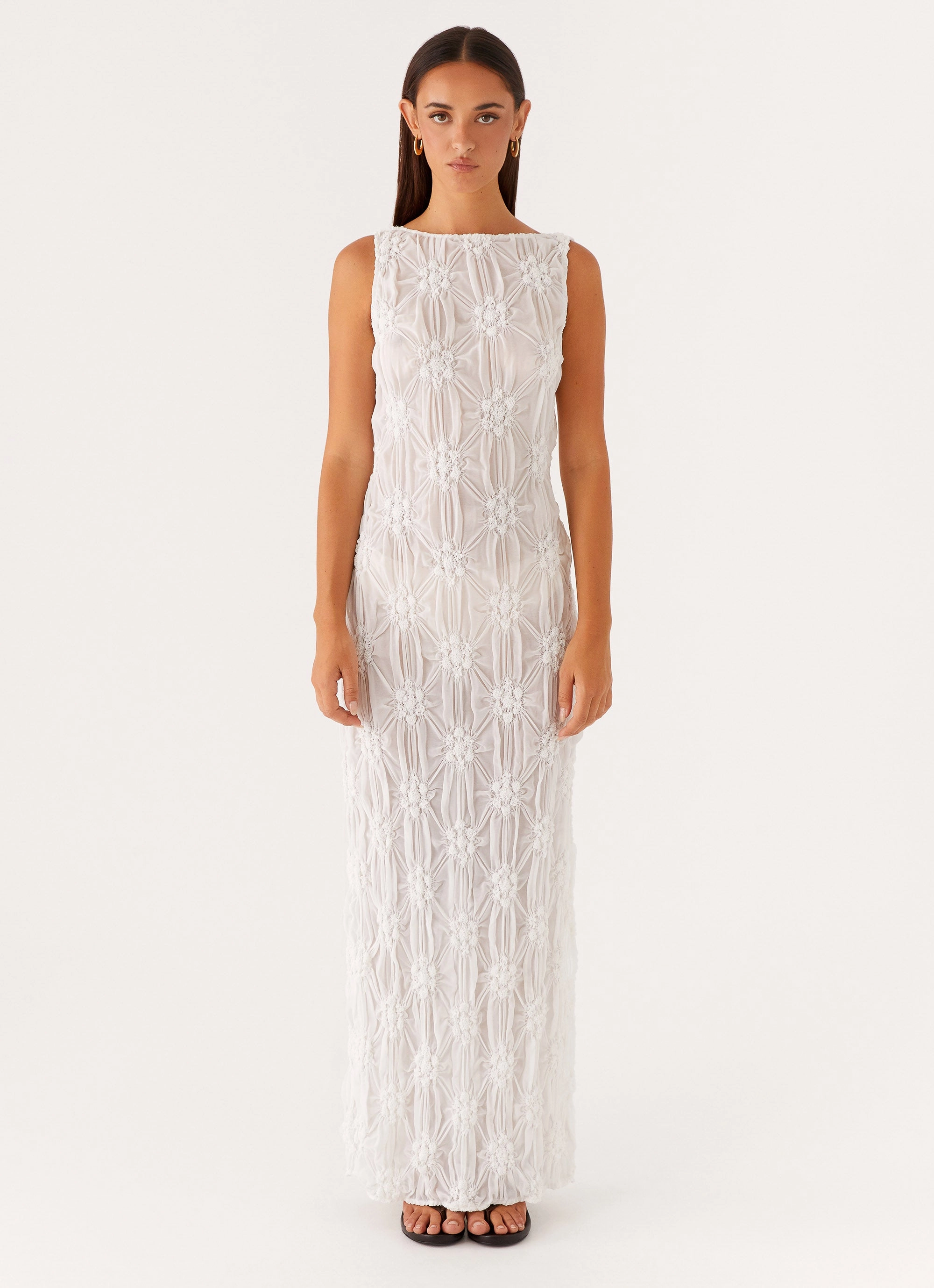 Flowy casual dress Briar Backless Maxi Dress - Ivory