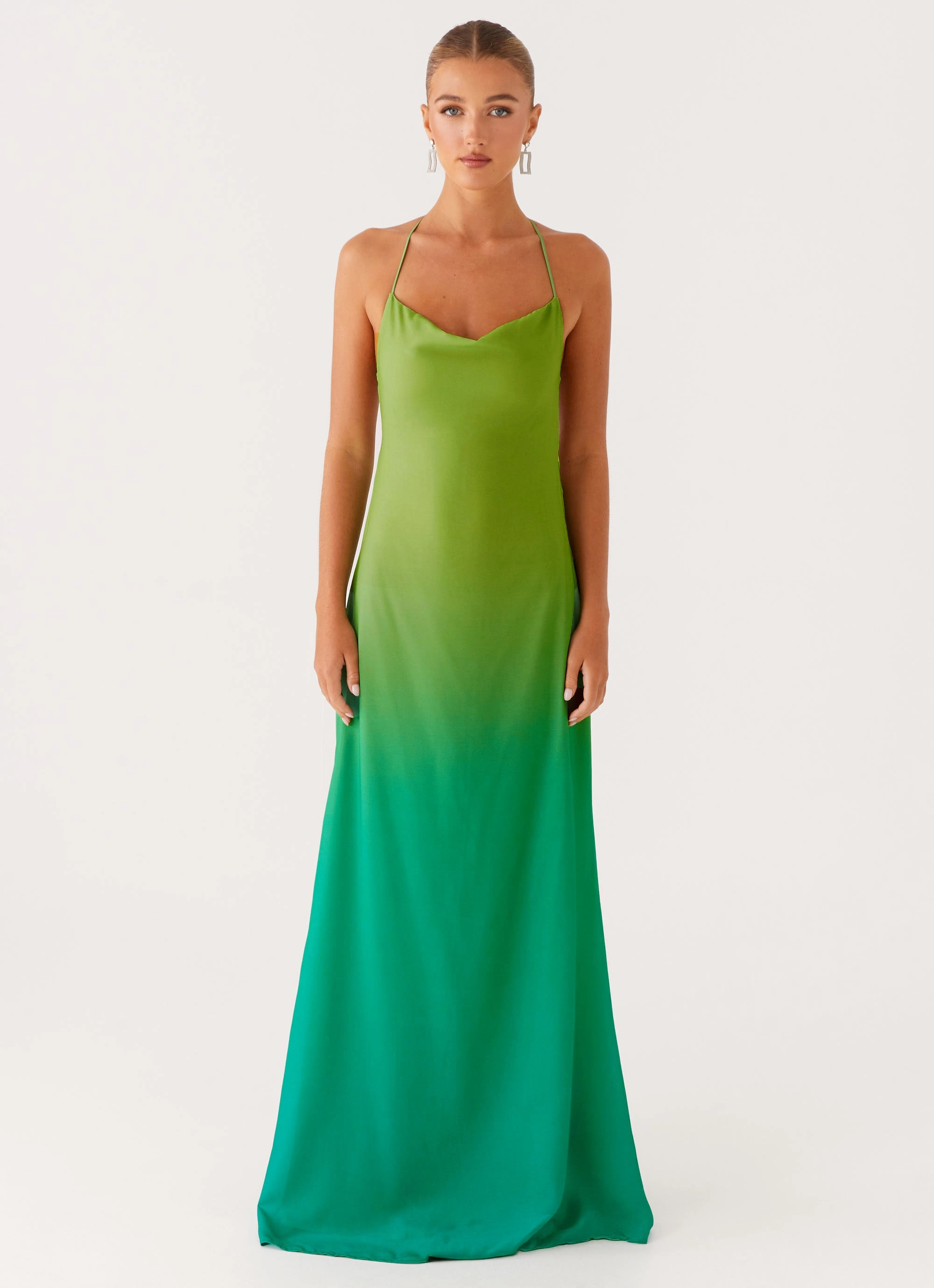 Opposites Attract Maxi Dress - Green Ombre Mixed Fabric Maximalist-Trend