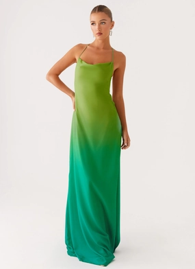 Asymmetrical hem Opposites Attract Maxi Dress - Green Ombre