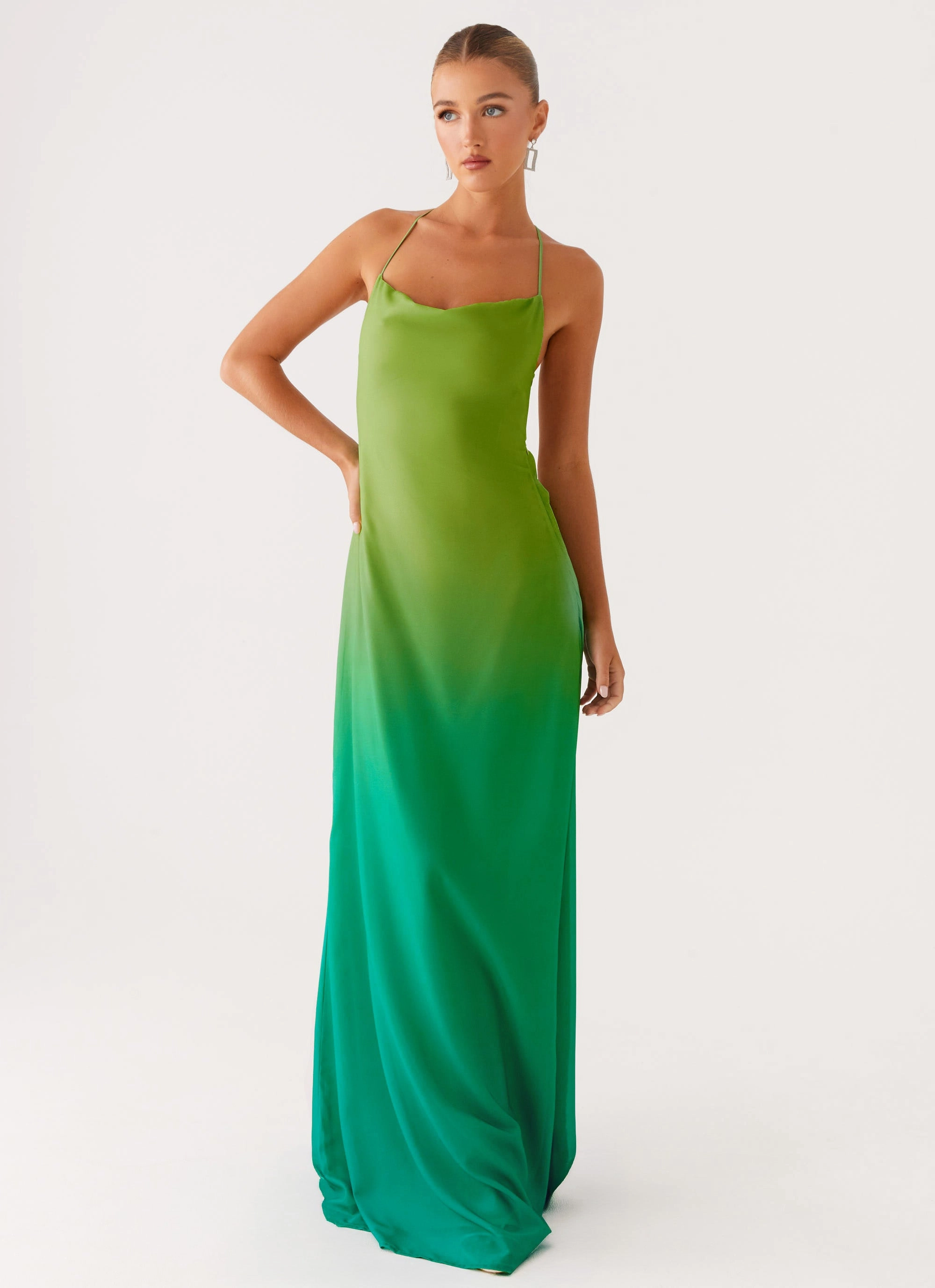 Asymmetrical hem Opposites Attract Maxi Dress - Green Ombre