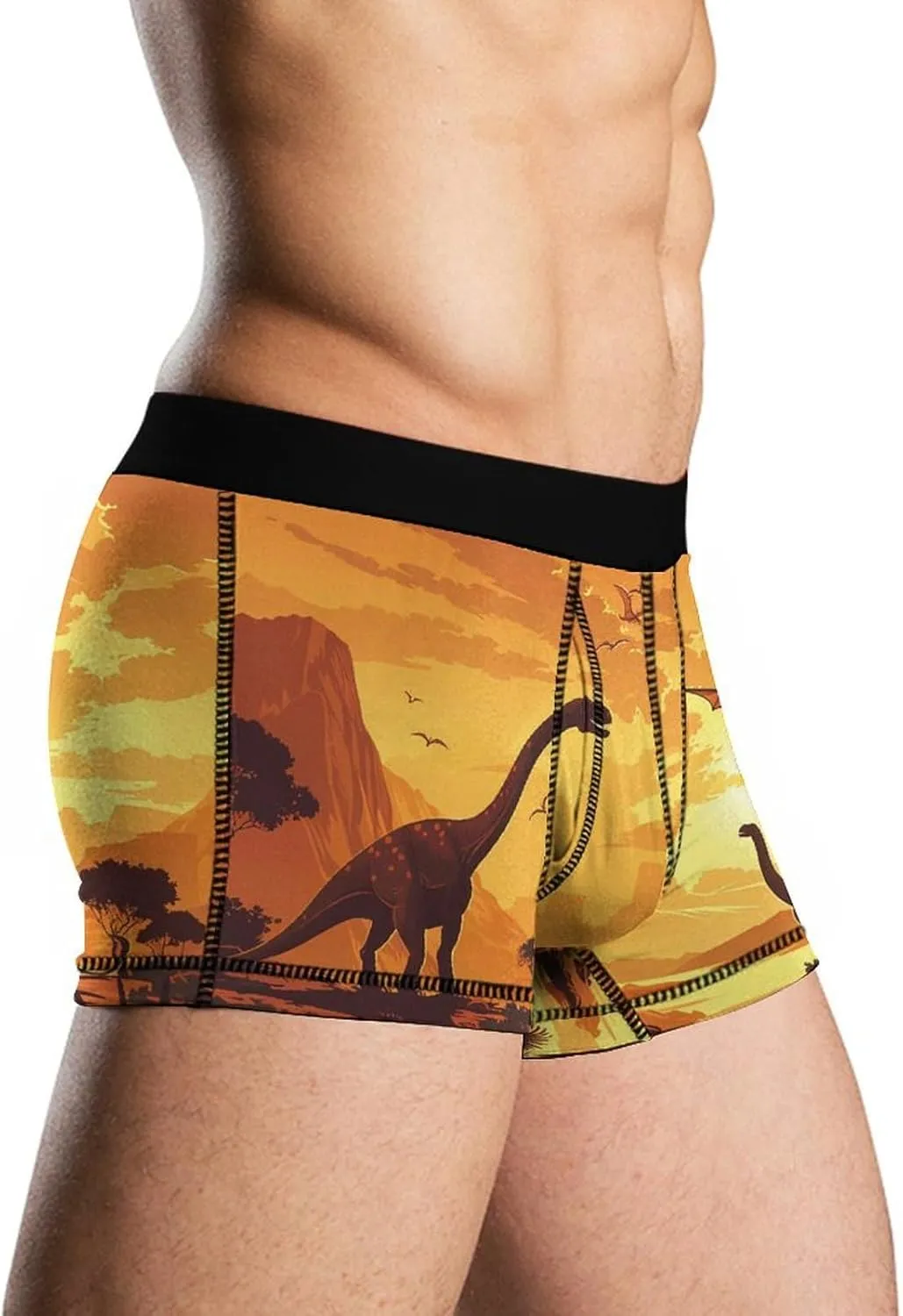 Dinosaur Mens Boxer Brief Funny Underwear Trunks Breathable Soft Printed Shorts