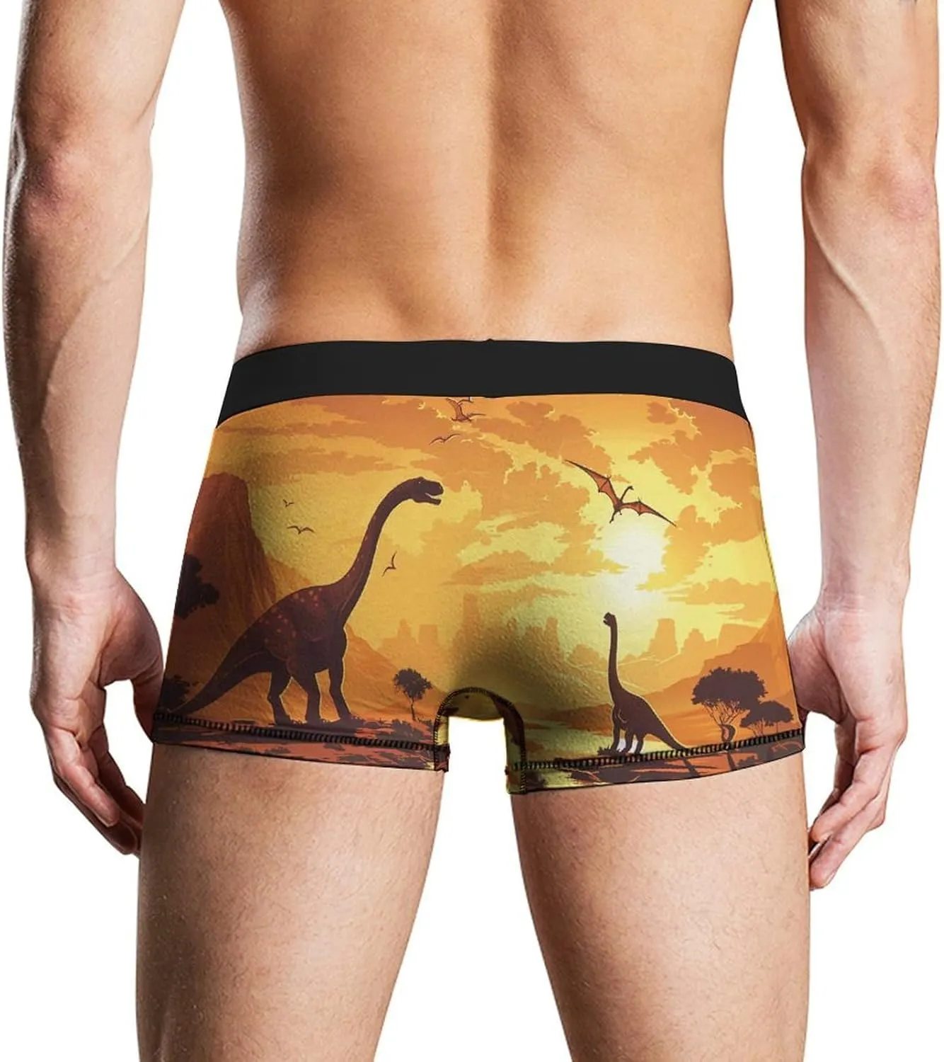 Dinosaur Mens Boxer Brief Funny Underwear Trunks Breathable Soft Printed Shorts