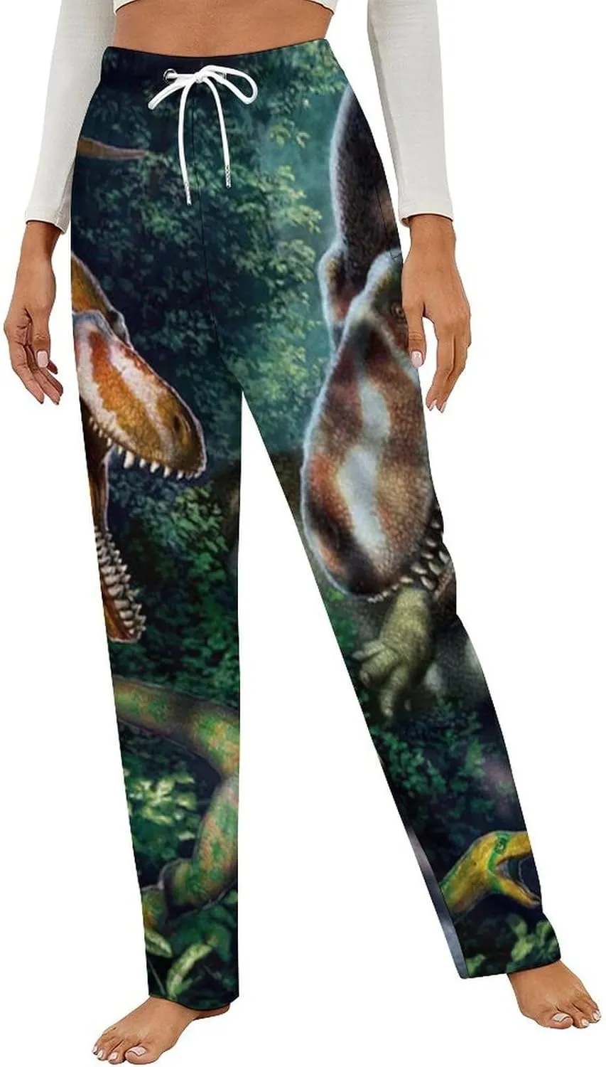 Dinosaur Women's Flannel Pajama Pants Fleece Lounge Sleep Bottoms PJ