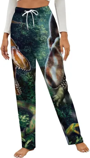 Dinosaur Women's Flannel Pajama Pants Fleece Lounge Sleep Bottoms PJ