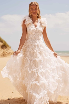 Amorette V-Neck Gown Vintage feel Light Rhythm