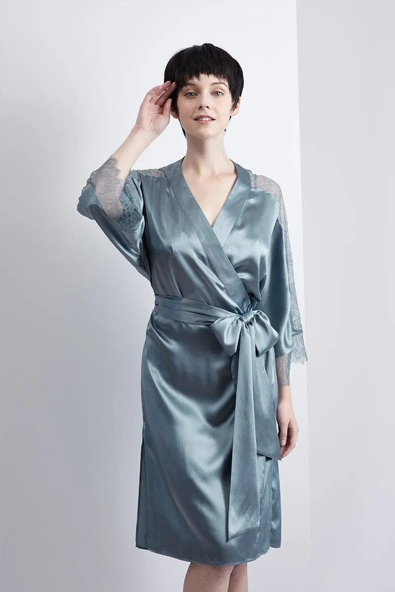 DISANGNI Ladies Luxury Silk Pajamas 100% Mulberry Silk Real Silk Robe Kimono