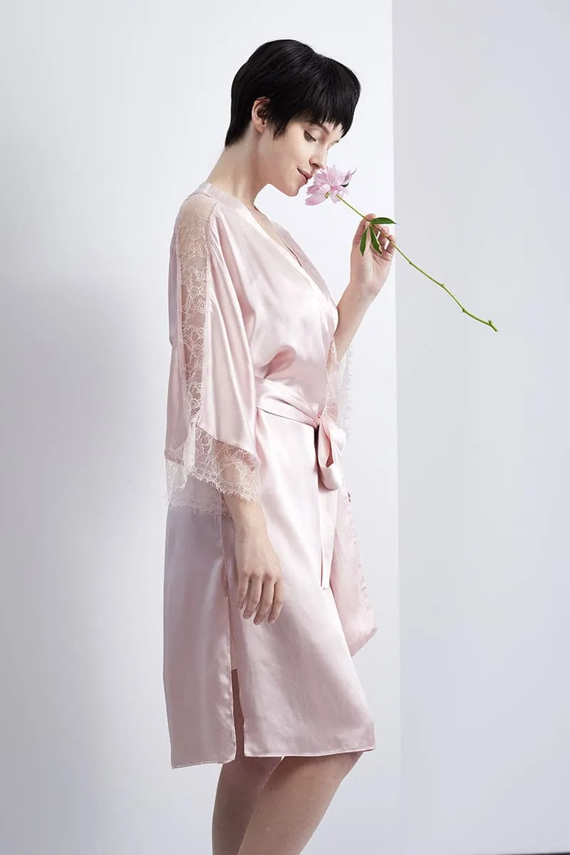 DISANGNI Ladies Luxury Silk Pajamas 100% Mulberry Silk Real Silk Robe Kimono