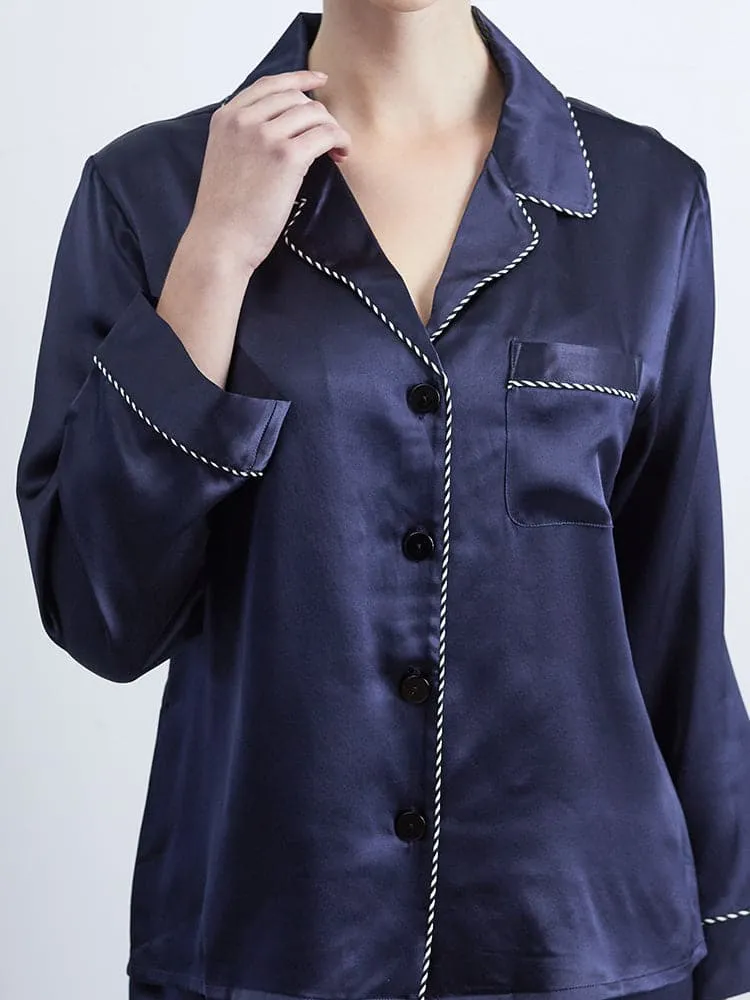DISANGNI Ladies Silk Pajamas Comfortable Two-piece Long Sleeve 100% Mulberry Silk 22 Momme Real Mulberry Silk Pajamas Ladies