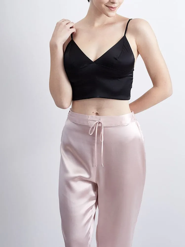 DISANGNI Ladies Silk Pajamas Comfortable Two-piece Long Sleeve 100% Mulberry Silk 22 Momme Real Mulberry Silk Pajamas Ladies