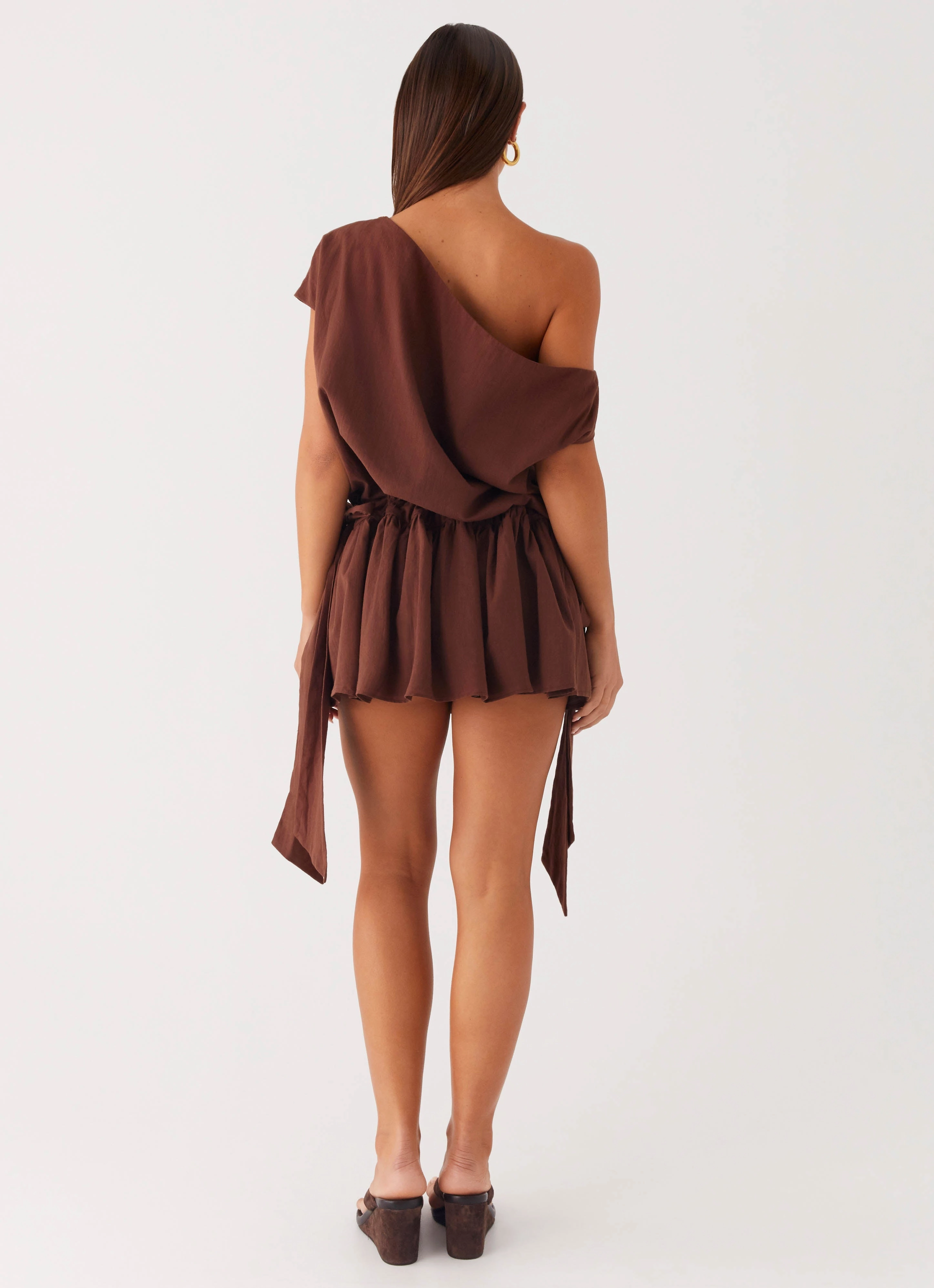 Ettie Mini Dress - Chocolate Embroidered Fabric