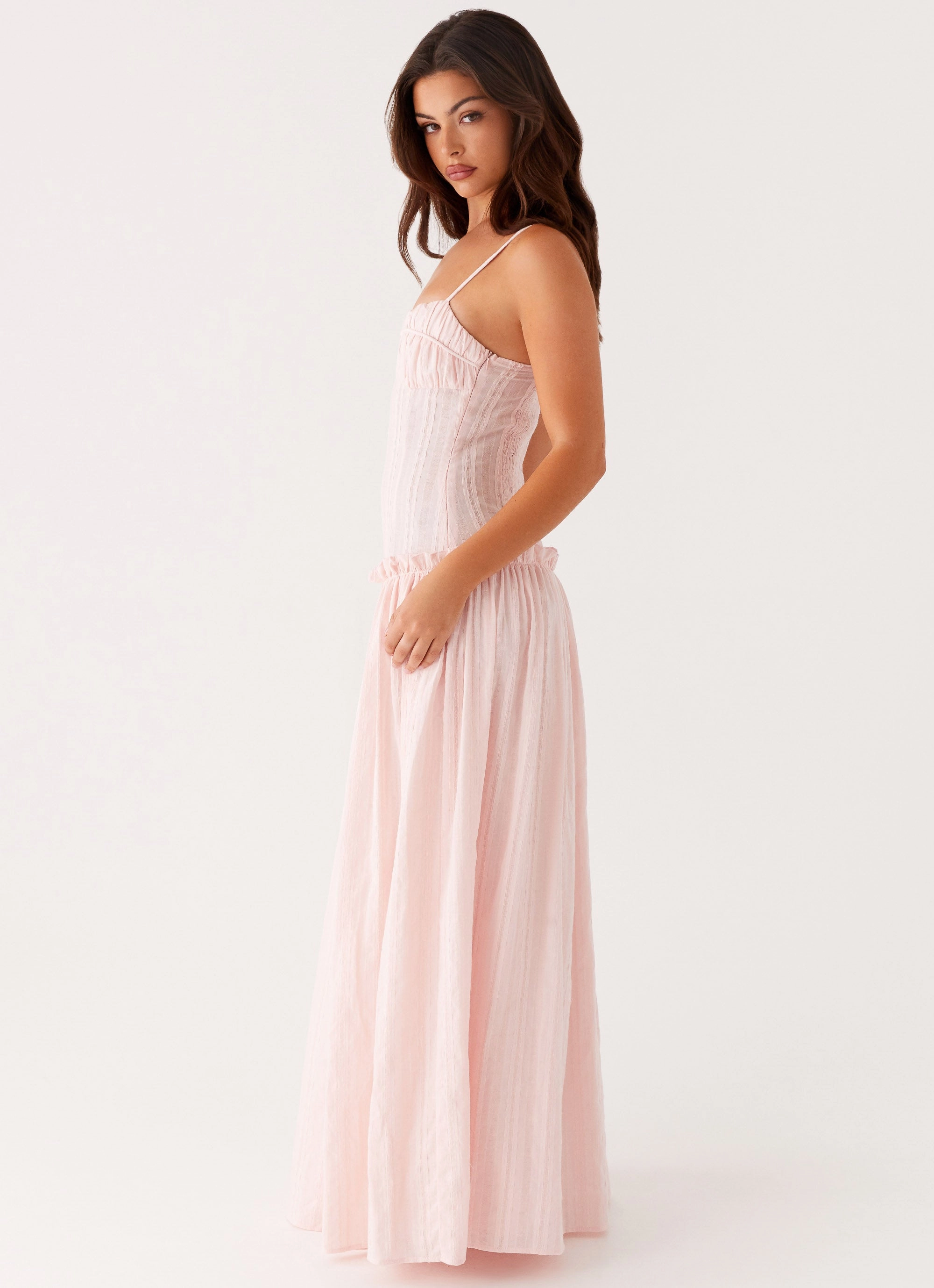 Jacinda Drop Waist Maxi Dress - Pink Inner Smile Timeless Energy
