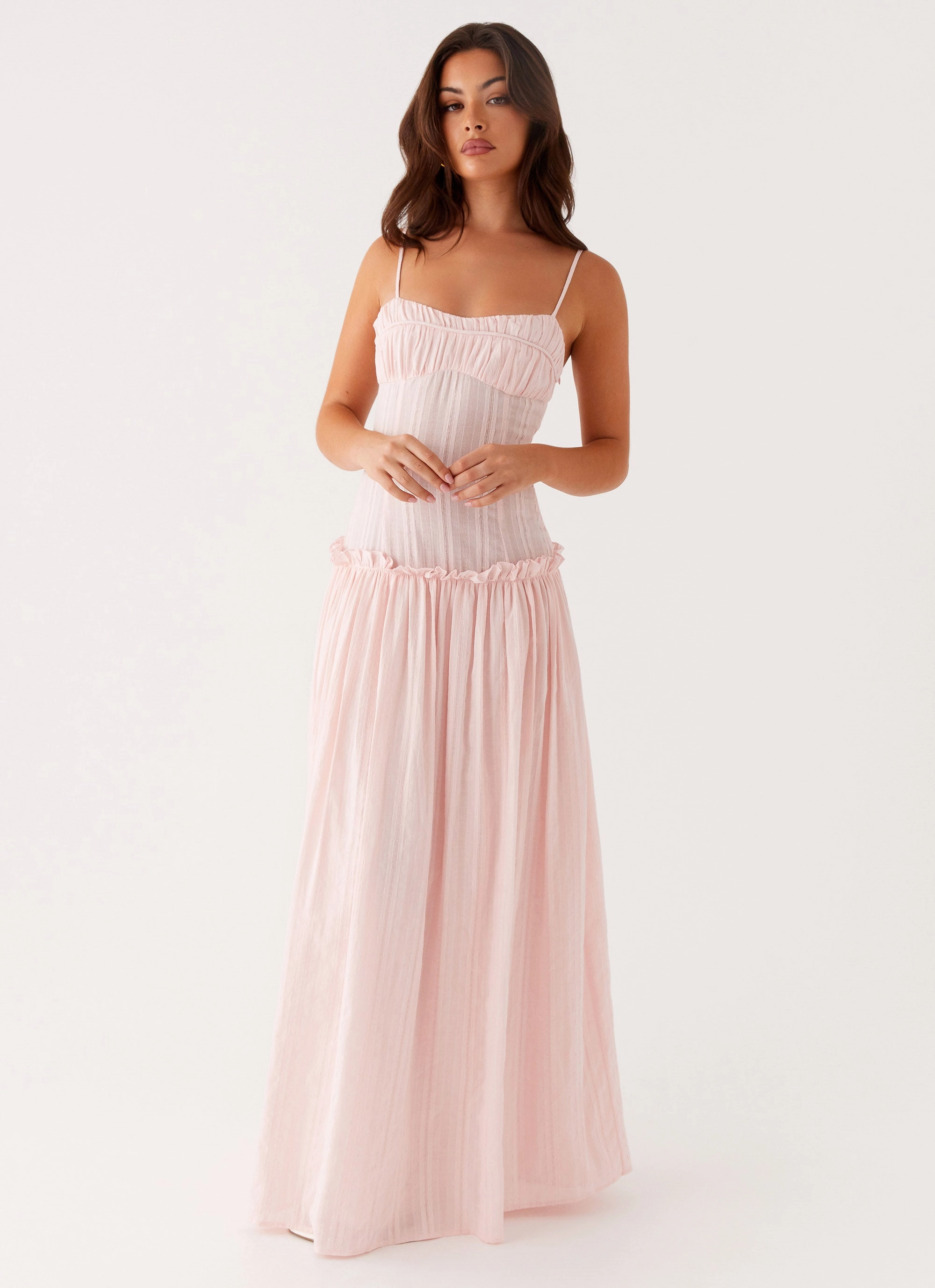 Jacinda Drop Waist Maxi Dress - Pink Zip Ease Neutral Base