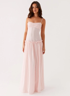 Jacinda Drop Waist Maxi Dress - Pink Walk Easy Vibrant Tone