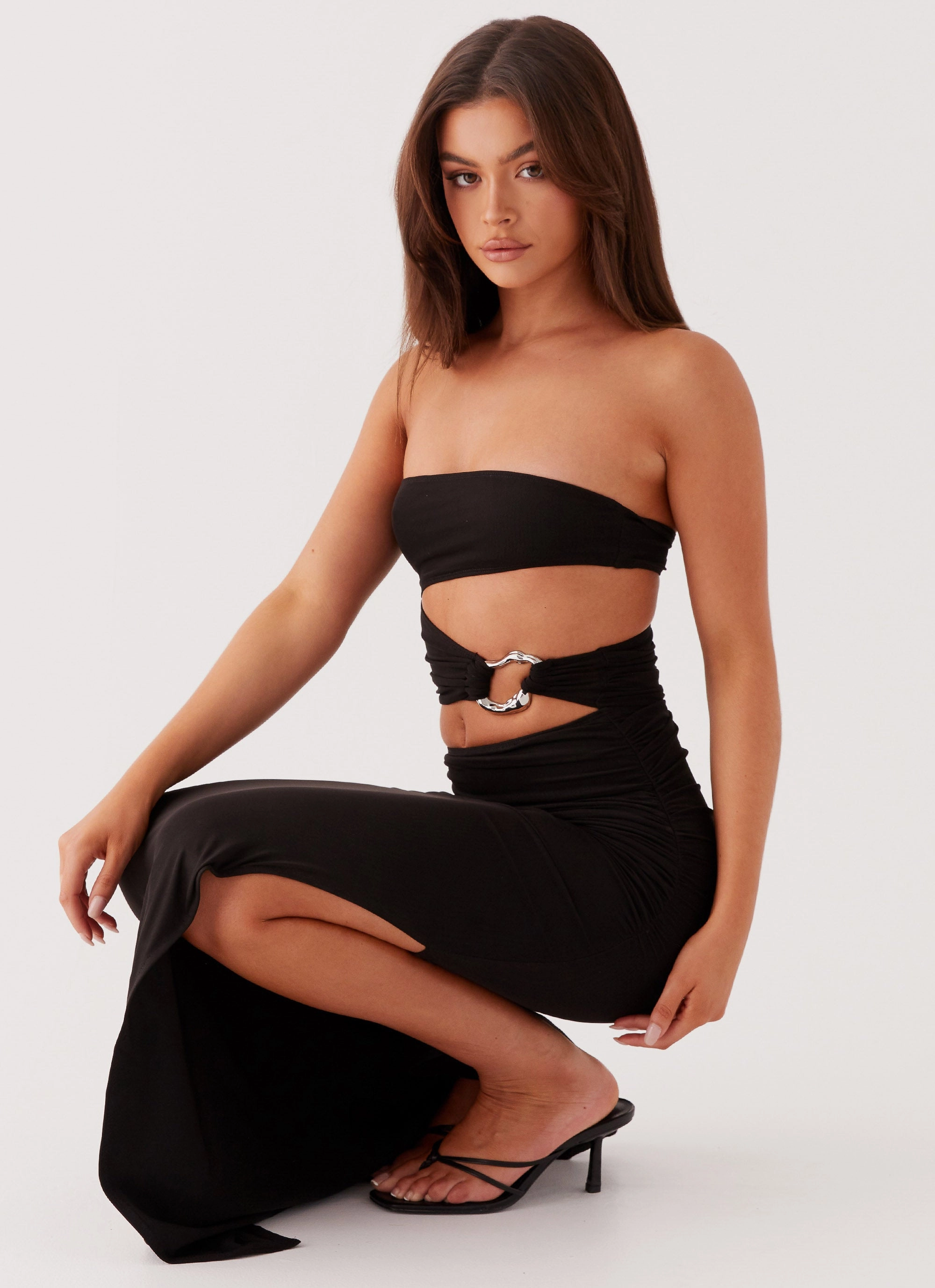 Into Pieces Mesh Maxi Dress - Black Free Step Tall Girl