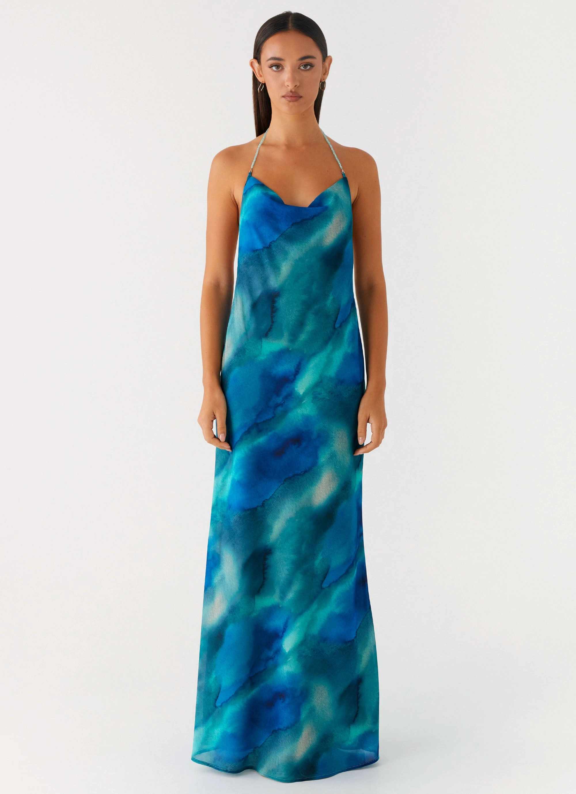 Journey Maxi Dress - Blue Tie Dye Embroidered Fabric Minimal Details