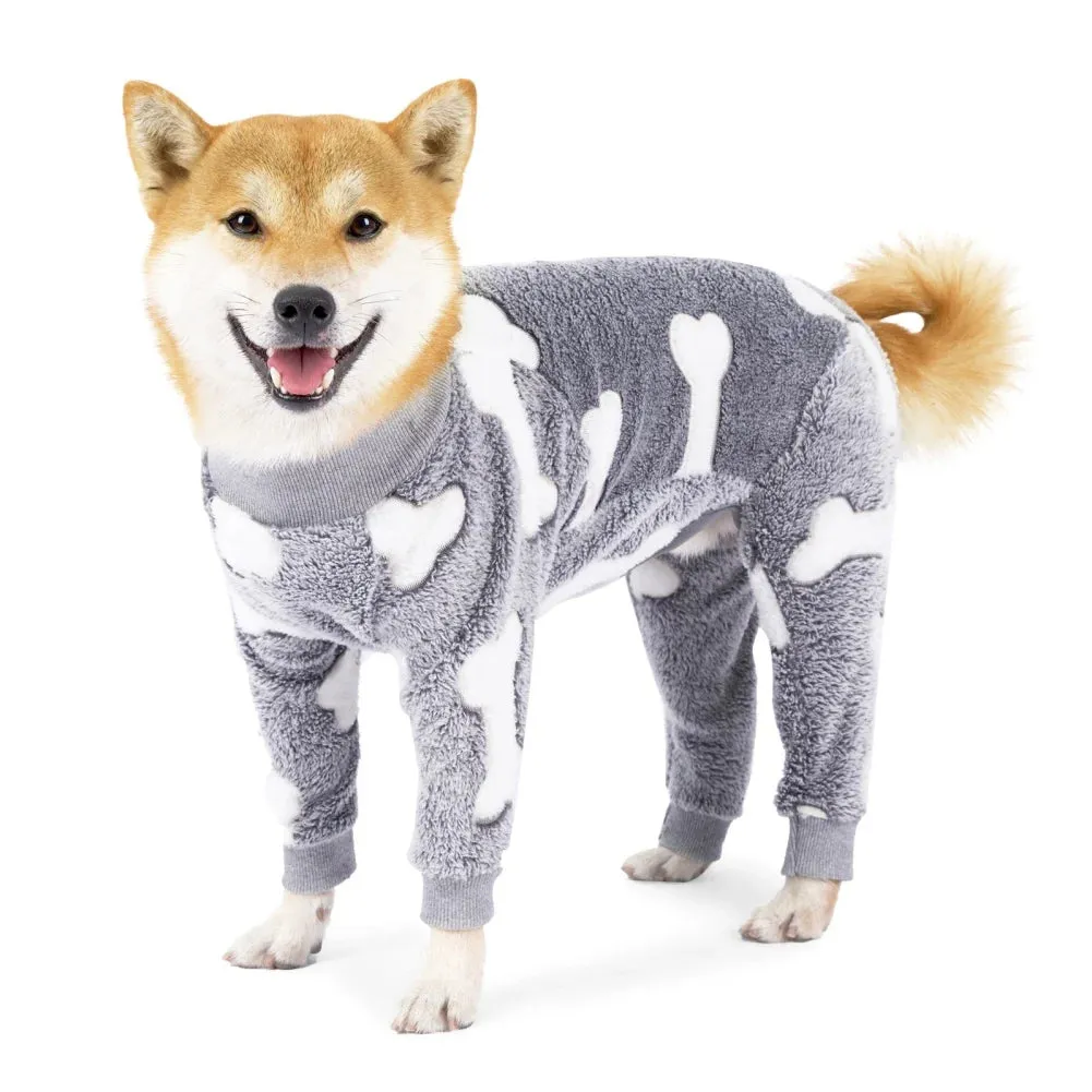 Dog Pajamas Jumpsuit Flannel Dogs Pajamas For Medium Large Dogs Bone Moon Pattern Warm Jumpsuits Coat Dog Clothes