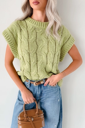 Non Chafing Edges Quick Release Buttons Don't Envy Me Cable Knit Sweater Vest (Fern)