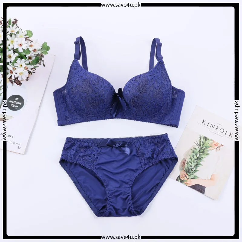Double Padded Push up Floral Design Bra Set
