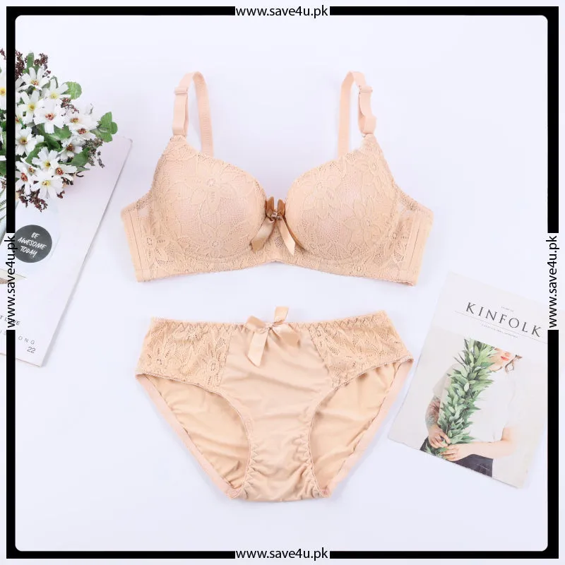 Double Padded Push up Floral Design Bra Set