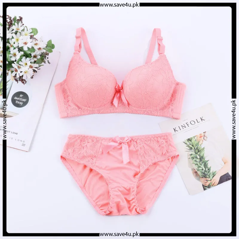 Double Padded Push up Floral Design Bra Set