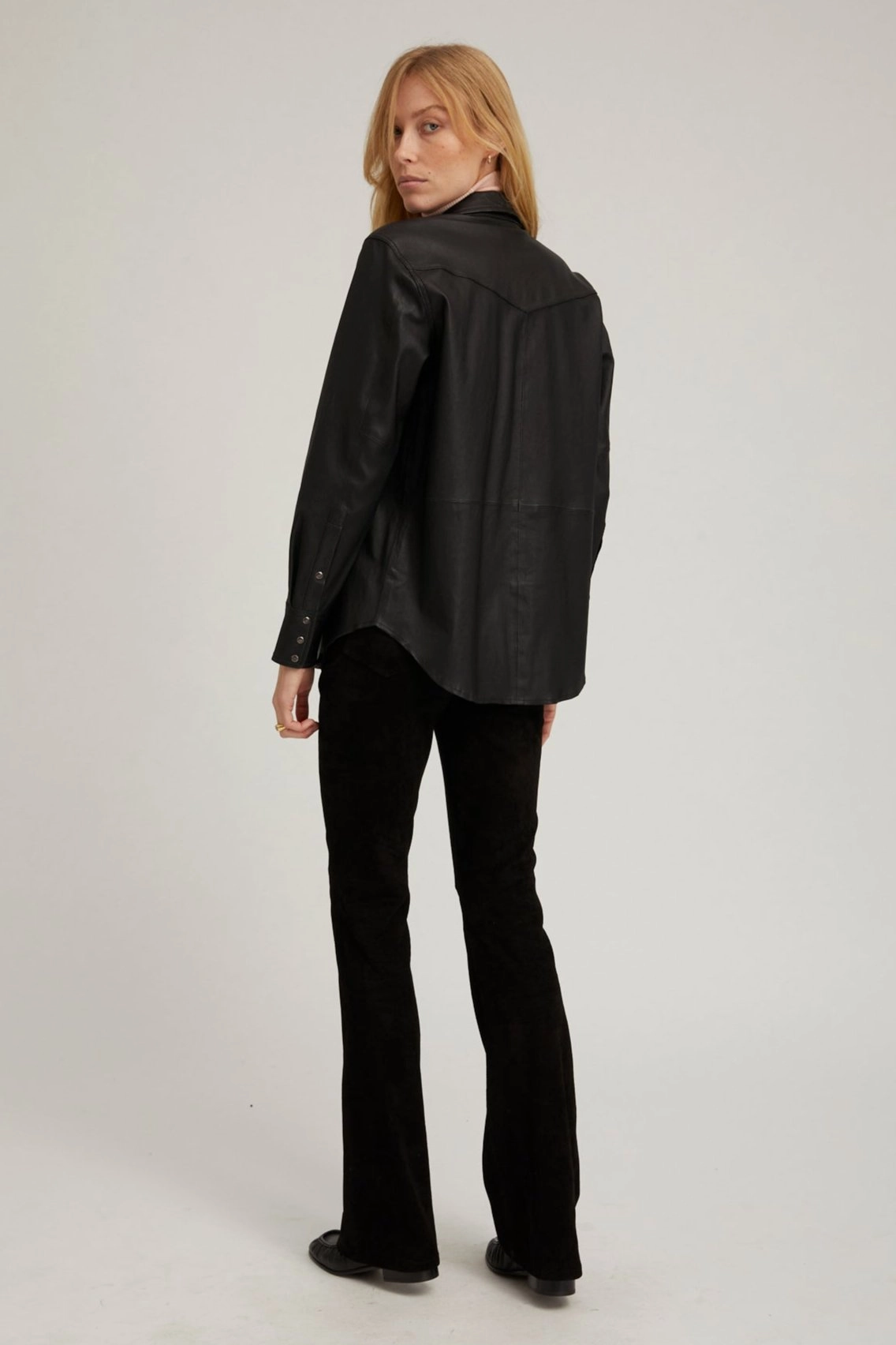 Black Leather Western Button Down ButtonDownCollar NonIrritatingTags