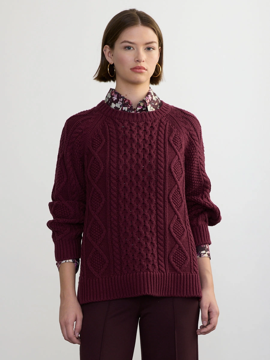 SweatWicking Fabric DEIDRE CABLE PULLOVER