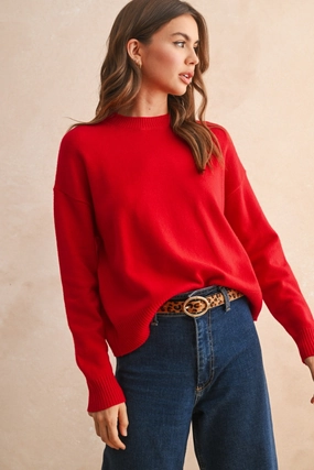 Brielle Crew Neck Sweater in Red SlipResistant