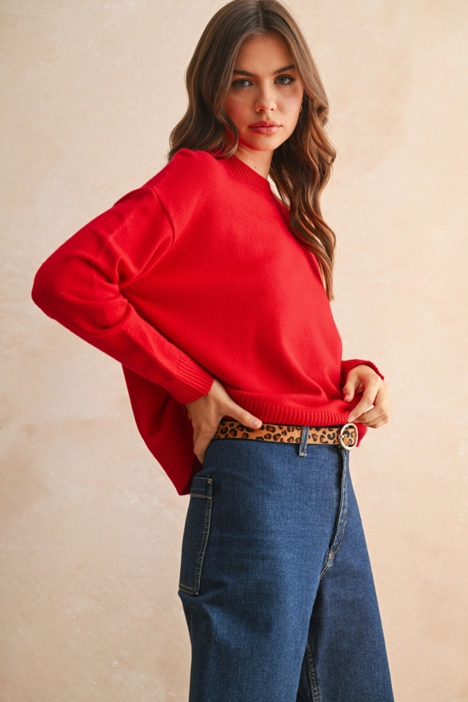 Summer Sweater Brielle Crew Neck Sweater in Red