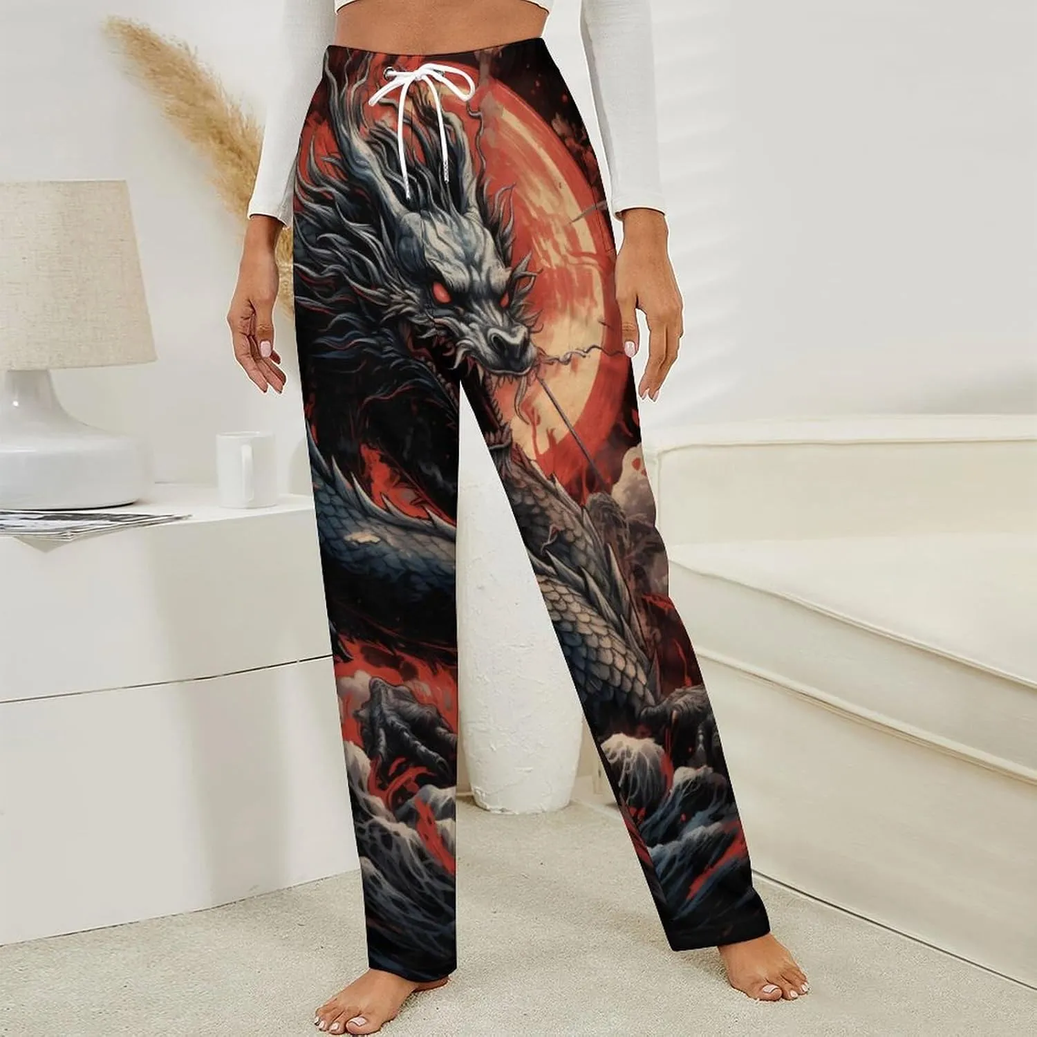 Dragon Women's Flannel Pajama Pants Fleece Lounge Sleep Bottoms PJ