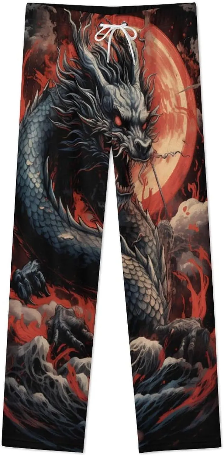 Dragon Women's Flannel Pajama Pants Fleece Lounge Sleep Bottoms PJ